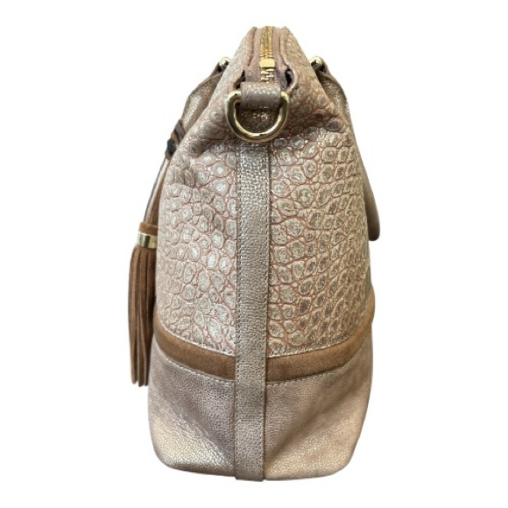 BRAHMIN large Duxbury satchel, Gold Artois, Croc embossed, shoulder strap - Picture 7 of 13